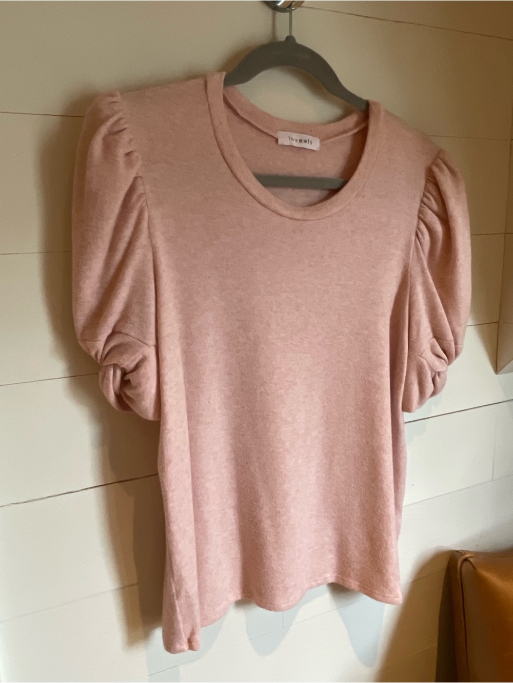 Love Dusty Pink Puff-Sleeve Crew Tee